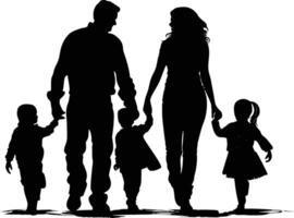 ai generato silhouette contento famiglia nero colore solo pieno corpo vettore