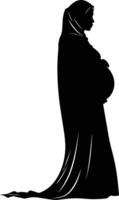 ai generato silhouette incinta hijab pieno corpo nero colore solo vettore