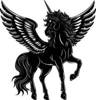 ai generato silhouette Pegasus nero colore solo pieno corpo vettore