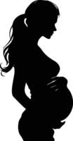 ai generato silhouette incinta mamma pieno corpo nero colore solo vettore