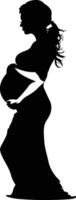 ai generato silhouette incinta mamma pieno corpo nero colore solo vettore