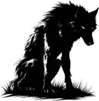 ai generato silhouette warewolf o di tanto in tanto licantropo o lycan mostro nero colore solo pieno corpo vettore