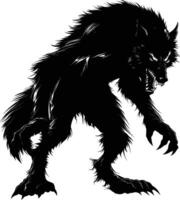 ai generato silhouette warewolf o di tanto in tanto licantropo o lycan mostro nero colore solo pieno corpo vettore