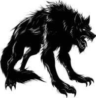 ai generato silhouette warewolf o di tanto in tanto licantropo o lycan mostro nero colore solo pieno corpo vettore