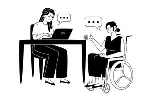 un' femmina manager assunzioni un' persona con disabilità vettore