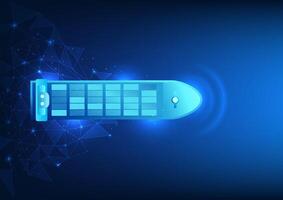 mezzi di trasporto e la logistica attività commerciale tecnologia In tutto il mondo spedizione utilizzando navi e ai tecnologia per identificare posizioni e Aiuto gestire mezzi di trasporto sistemi efficientemente, vettore illustrazione