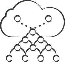 nube Rete icona vettore illustrazione nel francobollo stile