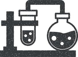 chimica, flaks icona vettore illustrazione nel francobollo stile