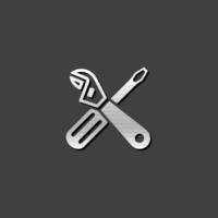 ambientazione Ingranaggio icona nel metallico grigio colore stile. vettore