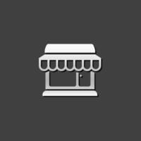 negozio icona nel metallico grigio colore stile.acquisto e-commerce mercato vettore