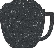 caffè con schiuma icona vettore illustrazione nel francobollo stile