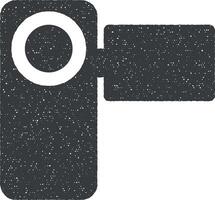 Manuale video telecamera vettore icona illustrazione con francobollo effetto
