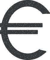 Euro cartello vettore icona illustrazione con francobollo effetto