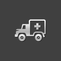 militare ambulanza icona nel metallico grigio colore stile. Vintage ▾ camion veicolo vettore