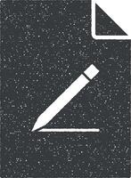 un' penna su documento vettore icona illustrazione con francobollo effetto