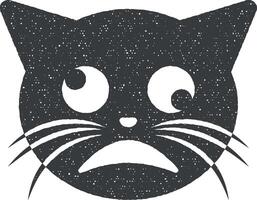 senza stati d'animo malato gatto vettore icona illustrazione con francobollo effetto
