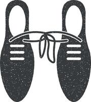 cravatta uno scarpe vettore icona illustrazione con francobollo effetto