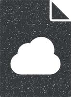 nube su documento vettore icona illustrazione con francobollo effetto