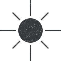 sole, solare, tempo metereologico vettore icona illustrazione con francobollo effetto