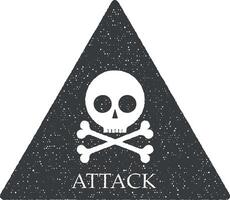 pirata attacco vettore icona illustrazione con francobollo effetto