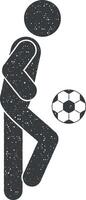 calcio giocatore con palla vettore icona illustrazione con francobollo effetto