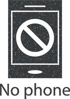 cellula, mobile, No, Telefono vettore icona illustrazione con francobollo effetto