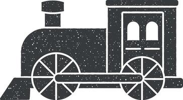 vapore locomotiva vettore icona illustrazione con francobollo effetto