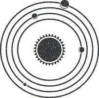 solare sistema vettore icona illustrazione con francobollo effetto