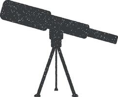 telescopio vettore icona illustrazione con francobollo effetto