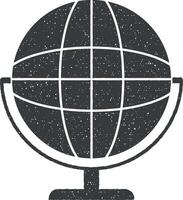 scuola globo vettore icona illustrazione con francobollo effetto