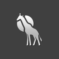 giraffa icona nel metallico grigio colore stile. animale mammifero erbivoro vettore