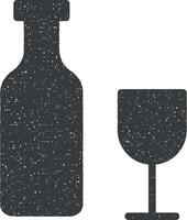 bevanda alcool calice icona vettore illustrazione nel francobollo stile