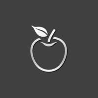 Mela icona nel metallico grigio colore stile. cibo frutta salutare stile di vita vettore