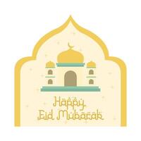 contento eid mubarak saluti distintivo illustrazione vettore