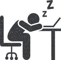 stanco, uomo d'affari, presa, dormire icona vettore illustrazione nel francobollo stile