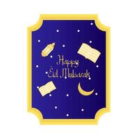 contento eid mubarak saluti distintivo illustrazione vettore