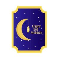 contento eid mubarak saluti distintivo illustrazione vettore