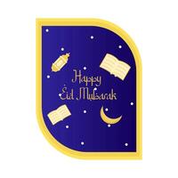 contento eid mubarak saluti distintivo illustrazione vettore