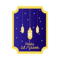 contento eid mubarak saluti distintivo illustrazione vettore