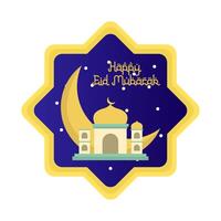 contento eid mubarak saluti distintivo illustrazione vettore