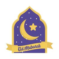 contento eid mubarak saluti distintivo illustrazione vettore