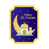 contento eid mubarak saluti distintivo illustrazione vettore