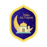 contento eid mubarak saluti distintivo illustrazione vettore