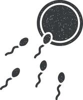 spermatozoi, ginecologia icona vettore illustrazione nel francobollo stile