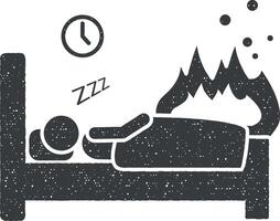 fuoco durante uomo addormentato fuoco icona vettore illustrazione nel francobollo stile