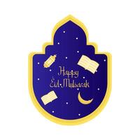 contento eid mubarak saluti distintivo illustrazione vettore