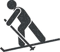 scooter, uomo icona vettore illustrazione nel francobollo stile