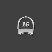 sport cappello icona nel metallico grigio colore stile. vettore