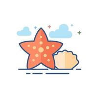 stella pesce icona piatto colore stile vettore illustrazione