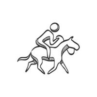 mano disegnato schizzo icona cavallo equitazione vettore